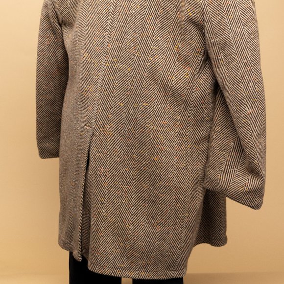 Vintage Men's Winter Trench Jacket Tweed Faux Fur - Picture 3 of 3